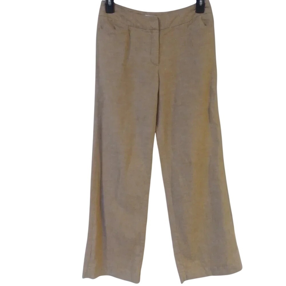 Chico's Tan Linen Cotton Blend Wide Leg Trousers Pants Size 0 XS S
